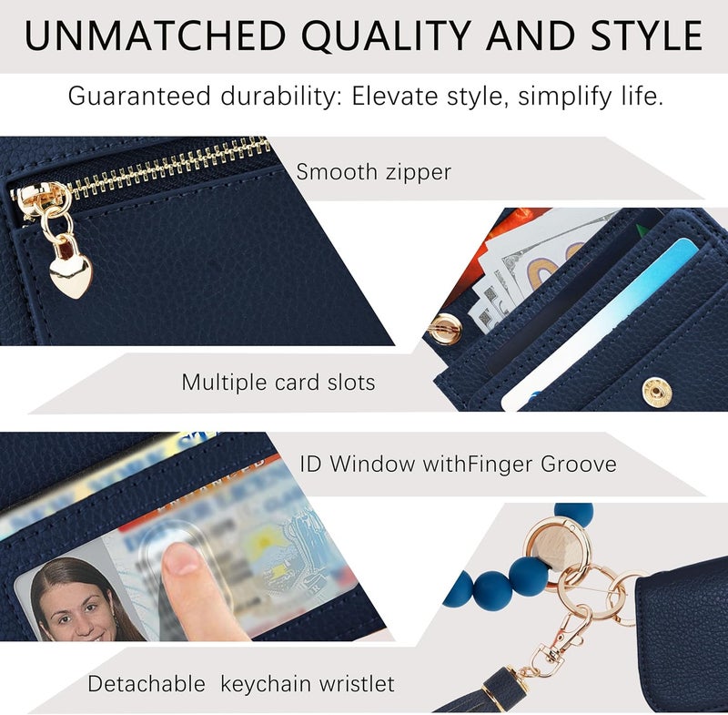Sunpour Store Keychain Wallet RFID Wristlet Wallets for Women,Small Wallets Woman Key Chain Wallet with Coin Pocket and Id Window - Image 4